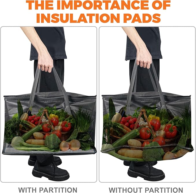 Insulated Food Delivery Bag, Commercial Grade Pizza Carrier for Hot and Cold Food, Large Reusable Catering Cooler Bag 22x15x14, Pizza Delivery Box for Uber Eats, Door Dash Essentials
