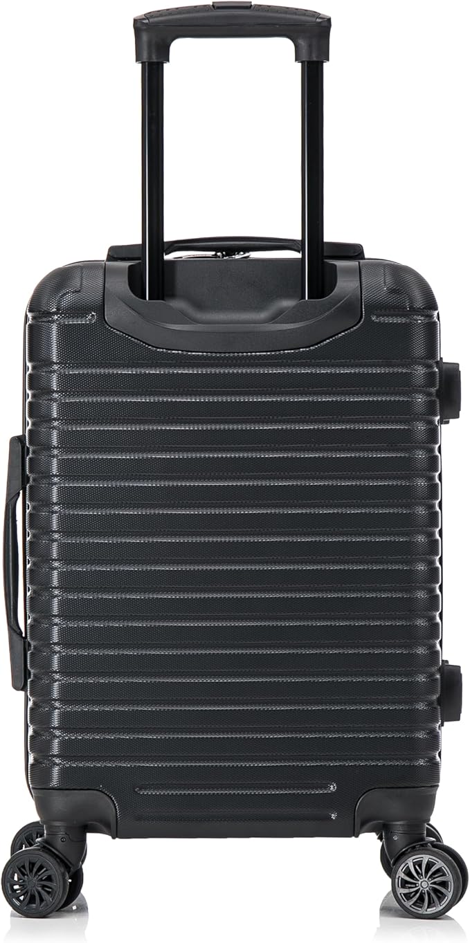 InUSA DEEP Luggage with GEL Handle | Spacious Traveling Suitcases, Travel Suitcase with Dual Spinner Wheels and Studs | 20 Inch Carry On Hardside Luggage | Black