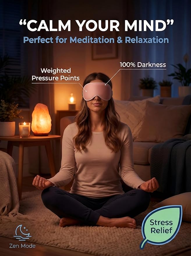 Weighted Eye Masks for Sleep Women: 3D Contoured Blackout Sleep Mask with Zero Pressure, Eyelash Friendly & Comfortable Blindfold for Airplane Travel, Night Shift Nurse, Yoga & Thoughtful Gift, Pink