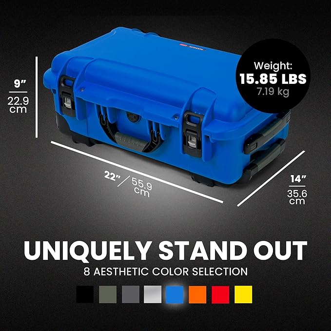 Nanuk 935 Pro Photo Kit – Waterproof Travel Camera Hard Case with Padded Dividers and Wheels, 22” x 14” x 9” - Dustproof and Impact Resistant, Airline Carry-On Approved – Blue