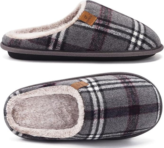 COFACE Mens Cozy Memory Foam Scuff Slippers Casual Slip On Warm House Shoes Indoor/Outdoor Sandal Slippers With Arch Support Rubber Sole Size 7-15