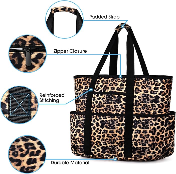 Becokan Beach Bags for Women Large Beach Tote Bag with Zipper Pockets Beach Bag Waterproof Sandproof Travel Nurse Tote Bag
