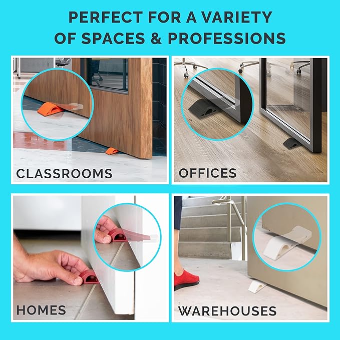 Wundermax Rubber Door Stoppers for Bottom of Door Stop - Pack of 3 Rubber Wedge for Carpet, Hardwood, Concrete, and Tile - Home Improvement Accessories - Gray