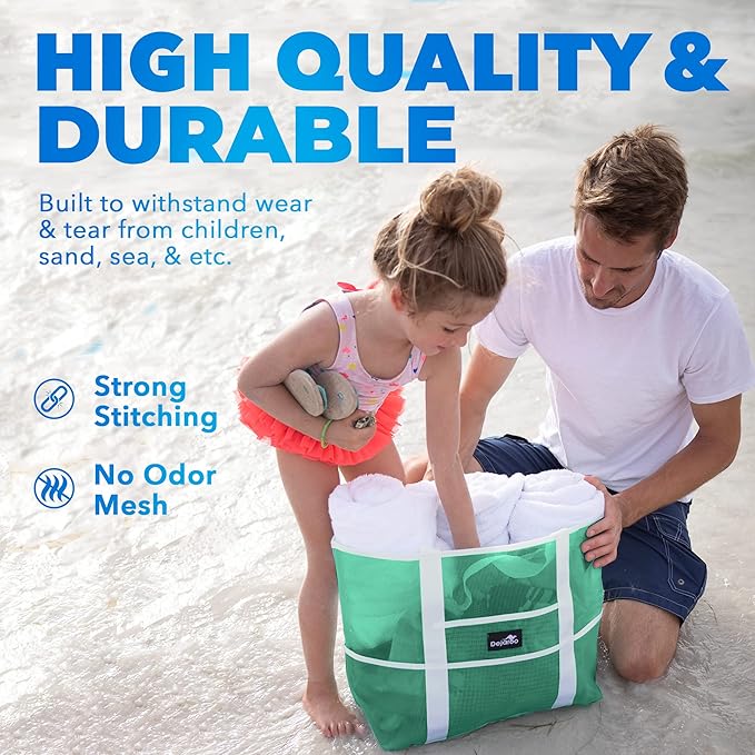 Dejaroo Mesh Sand Free Bag - Strong Lightweight Bag For Beach & Vacation Essentials. Tons of Storage!