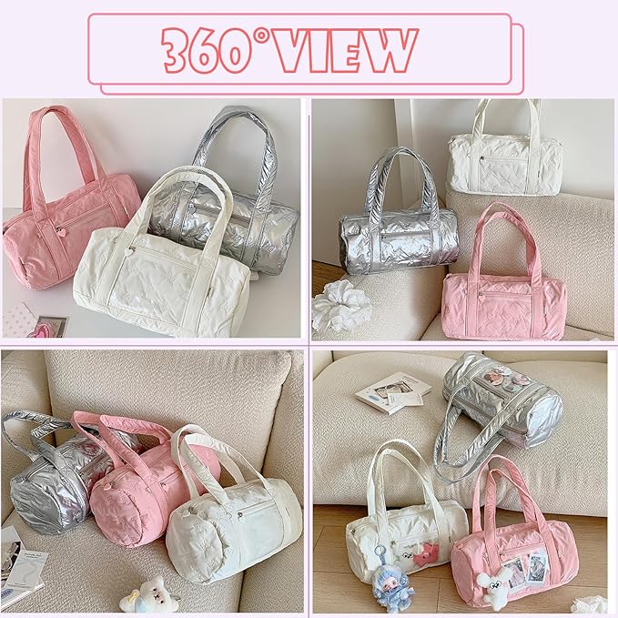 Ballet Bag Dance Bag for Girls Toddler Small Duffle Overnight Sleepover Dance Bags for 4-6 Ballerina,with Kawaii Ita Bags Pin Display Pocket