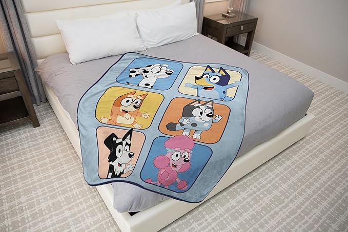 Sunny Side Up Bluey & Friends Plush Throw Blanket - Measures 46 x 60 Inches - Super Soft & Cozy Fleece Kids Bedding