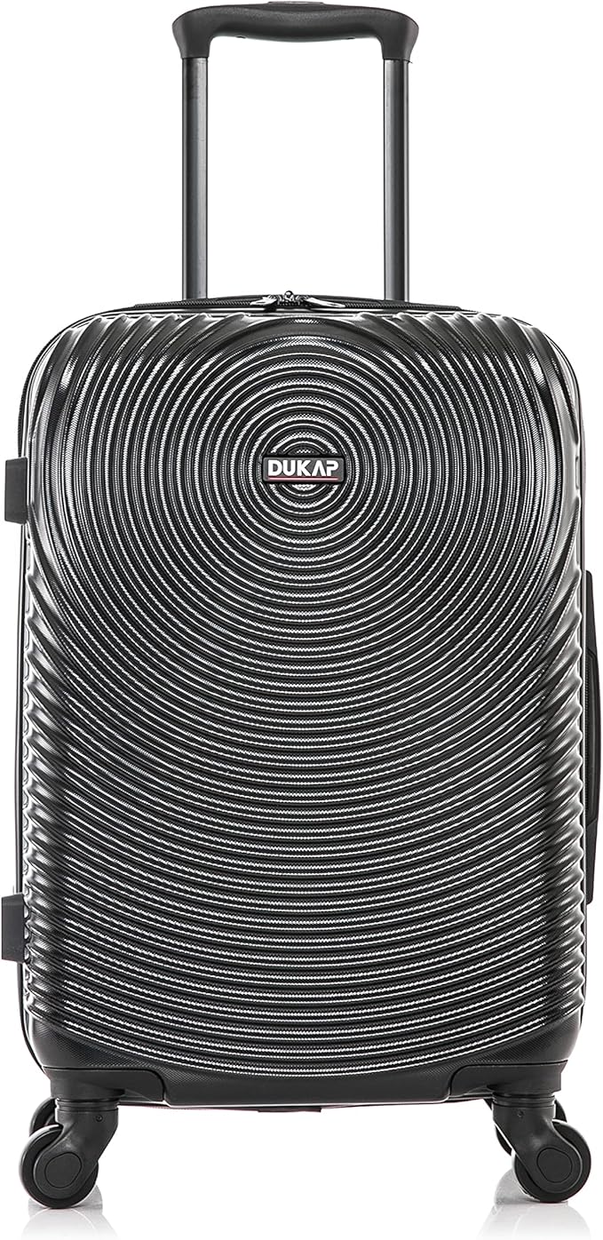 DUKAP INCEPTION Luggage with Spinner Wheels | Durable Lightweight Hardshell Suitcase, Travel Bag with Handle and Trolley, 20-Inch Carry On Small Luggage | Black
