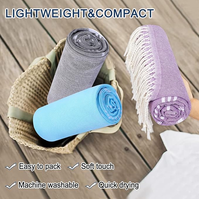 Beach Towel 2 Pack,Sand Free Beach Towels Oversized 39 x 72,Turkish Beach Towel Quick Dry Towel,Lightweight Pool Towels for Adults Travel Towel,Cool Beach Essentials Super Absorbent Towels