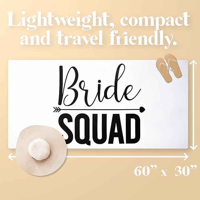 Bride Squad Towel for Beach Bachelorette Party - Large Classic Towel Design for Bridesmaids to Match Bride to Be - Team Bride Tribe Bachelorette Party Towels - 60"x30"