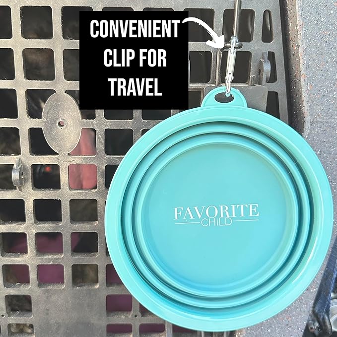 SparkDog Favorite Child Collapsible Dog Bowl, 1000ML (34oz) –XL Food-Grade Silicone Travel Bowl with Sturdy Rim – Extra Large Portable for Dogs & Cats – Great for Pet Lovers (Aqua)