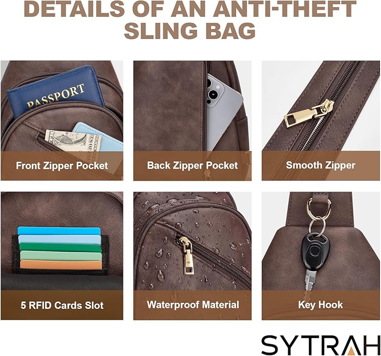 Anti Theft Sling Bag for Women, RFID Crossbody Purses Convertible Sling Backpack, Cross Body Purse Chest Bag