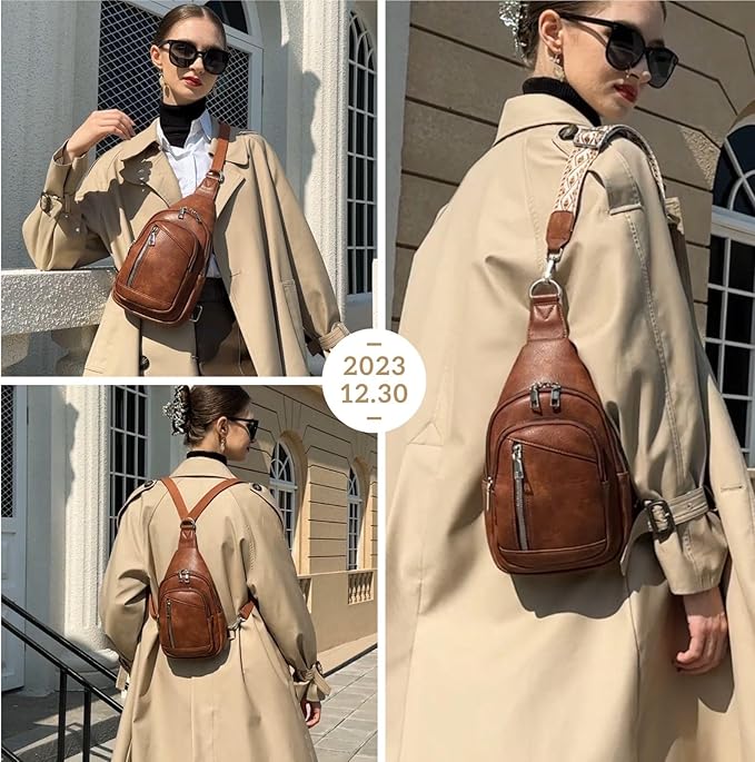 MYHOZEE Small Diaper Bag Crossbody Sling Purse for Women - 2 in 1 Leather Backpack with 2 Straps for Short Trips Work Daily | Mini diaper bag, Instant Wipes pocket, Adjustable Straps, Credit card slot, Moms and dads, Reusable Wipe pouchs