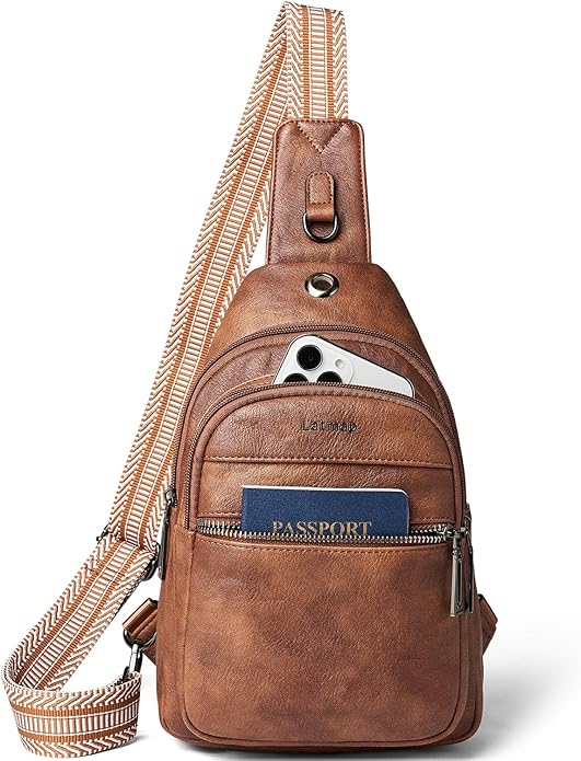 Sling Bag For Women Faux Leather Small Casual Daypack Backpack Fanny Pack Crossbody Chest Bags Purse
