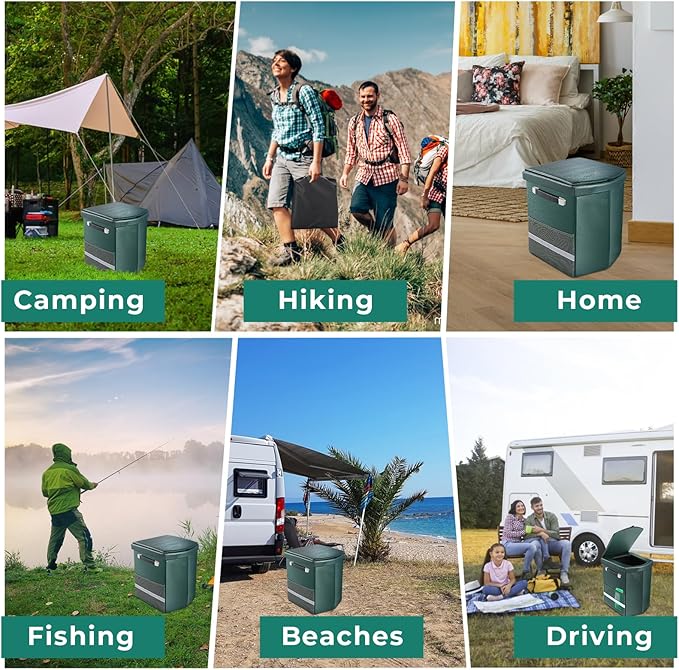 2026 Upgraded 16.5'' XL Portable Toilet for Adults,Tall Camping Toilet with Lid and Convenient Carry Bag, Portable Potty for Camping, Hiking, Car Travel,Truck, RV, Boating, Road Trips, Beach (Green)