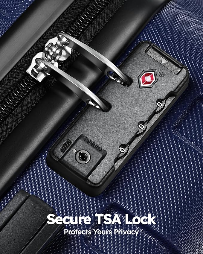 Suitour Luggage 3 Piece Sets Hard Shell Luggage Set Spinner Wheels, TSA Lock, 20 24 28 inch Travel Suitcase Sets, Dark Blue