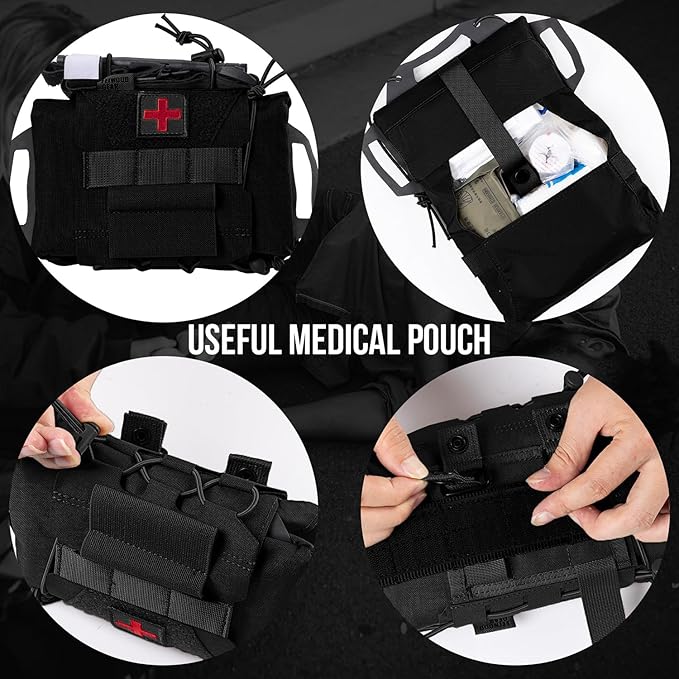 Tactical IFAK Pouch, Rapid Tear-Away First Aid Kit Two-Piece System Medical Pouches Emergency Survival Bag for Outdoor Travel Hiking