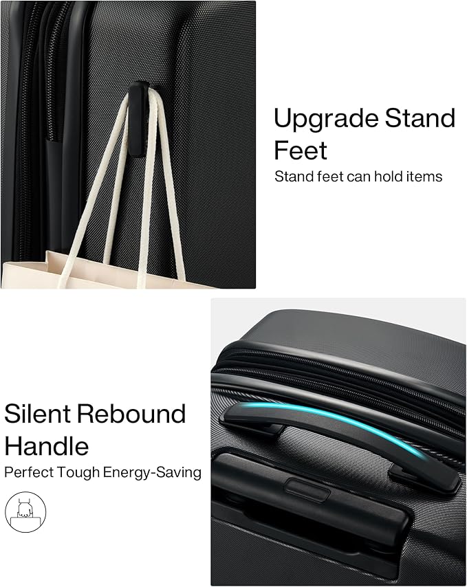 Hanke Expandable Carry On Luggage 22x14x9 Airline Approved, 20 Inch Hard Shell Suitcases with Wheels, Lightweight Travel Luggage Carry On Suitcase for Woman & Men with Tsa Lock(Jet Black)
