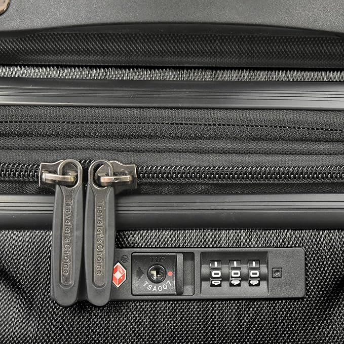 Traveler's Choice Silverwood Polycarbonate Hardside Expandable Spinner Luggage, Brushed Metal, Checked-Large 30-Inch