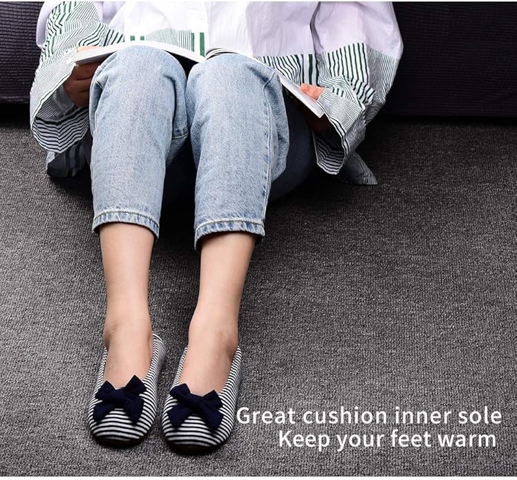 Panda Bros Women's Ballerina House Slippers,Anti-Skid Comfy Warm Ballet Style Slippers