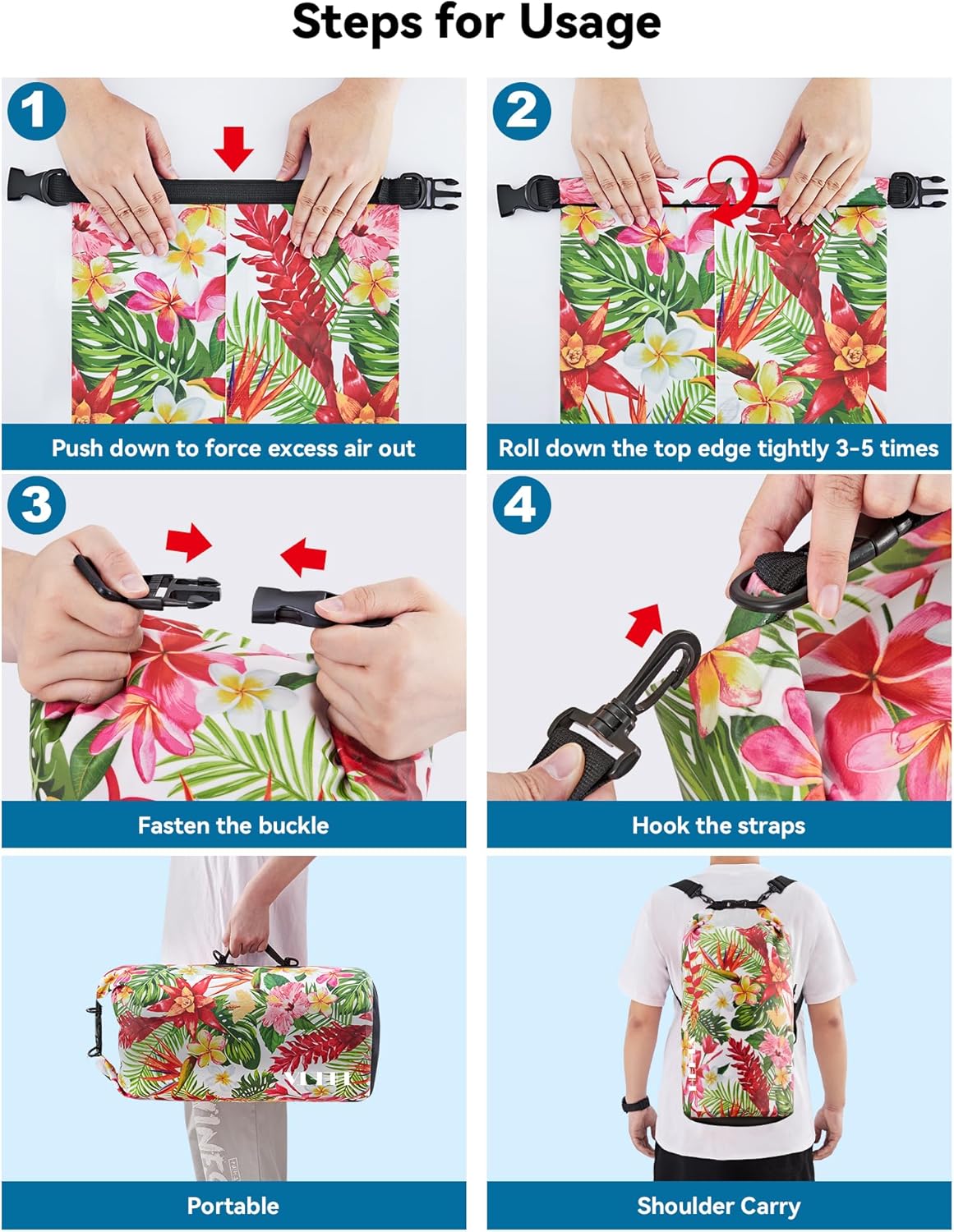 HEETA Waterproof Dry Bag for Women Men(Upgraded Version) 5L/10L/20L/30L/40L Roll Top Lightweight Dry Storage Bag Backpack with Emergency Whistle for Travel, Swimming, Boating, Kayaking, Camping, Beach