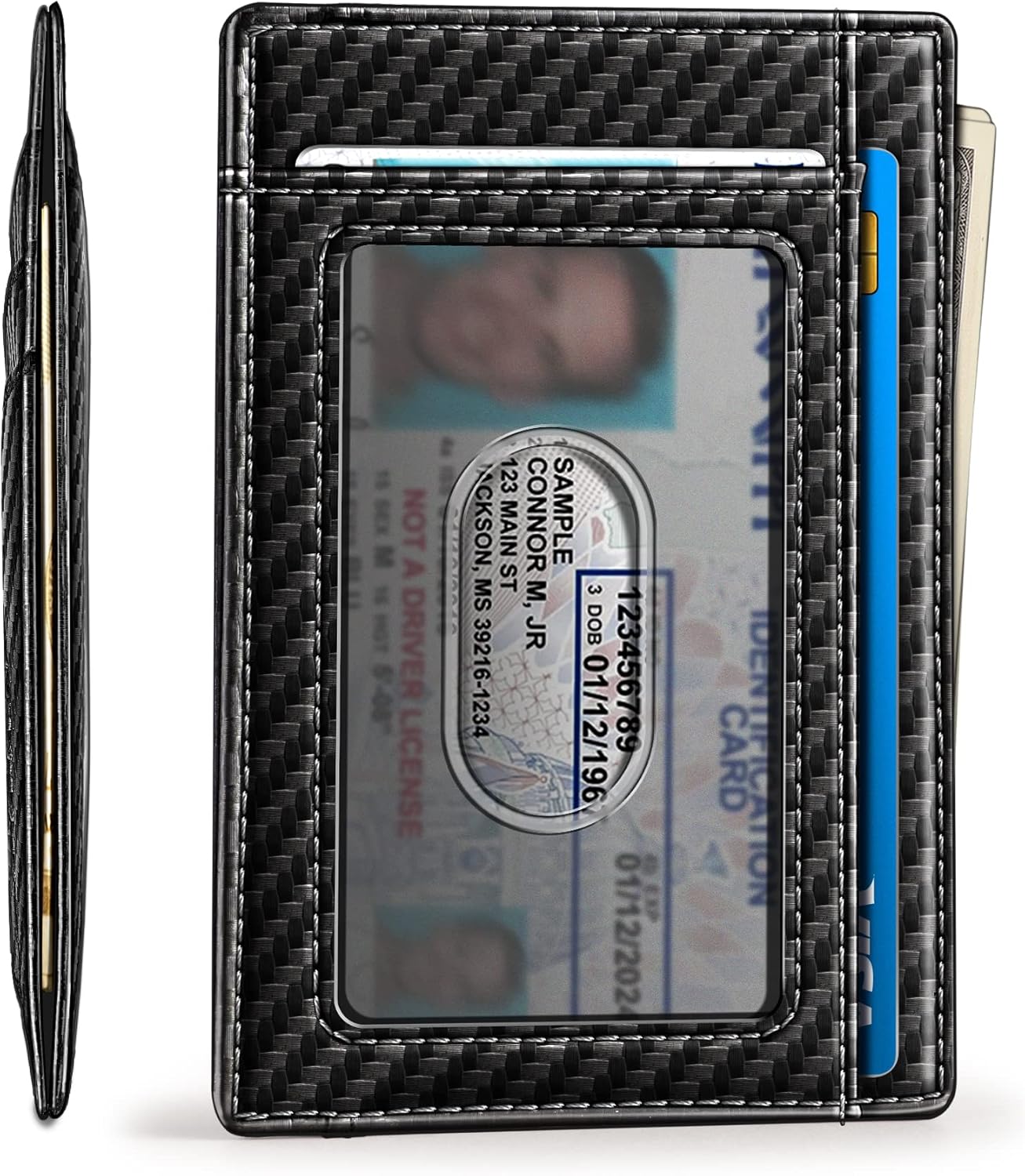 BULLIANT Slim Wallet, Skinny Minimal Thin Front Pocket Wallet Card Holder For Men 7Cards 3.15"x4.5",Gift-Boxed