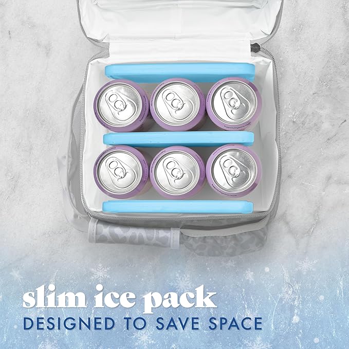 Cool Coolers by Fit & Fresh 4 Pack XL Slim Ice Packs, Quick Freeze Space Saving Reusable Ice Packs for Lunch Boxes or Coolers, Blue, 239ICE, 4 count (Pack of 1)