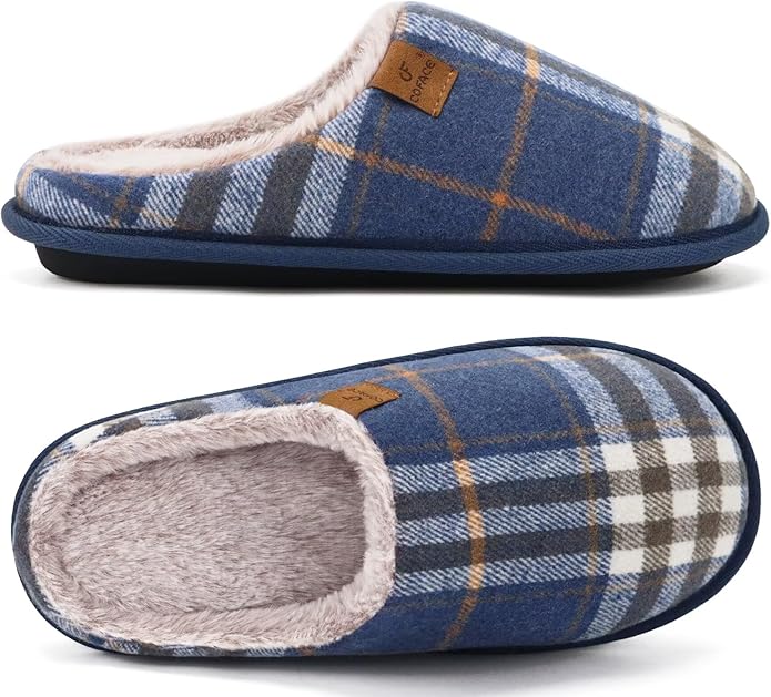 COFACE Mens Cozy Memory Foam Scuff Slippers Casual Slip On Warm House Shoes Indoor/Outdoor Sandal Slippers With Arch Support Rubber Sole Size 7-15