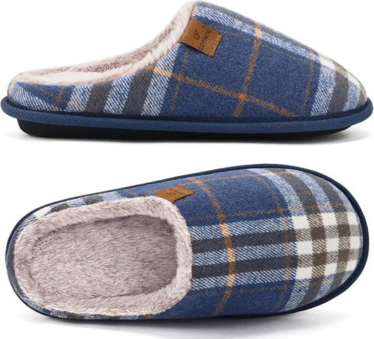 COFACE Mens Cozy Memory Foam Scuff Slippers Casual Slip On Warm House Shoes Indoor/Outdoor Sandal Slippers With Arch Support Rubber Sole Size 7-15