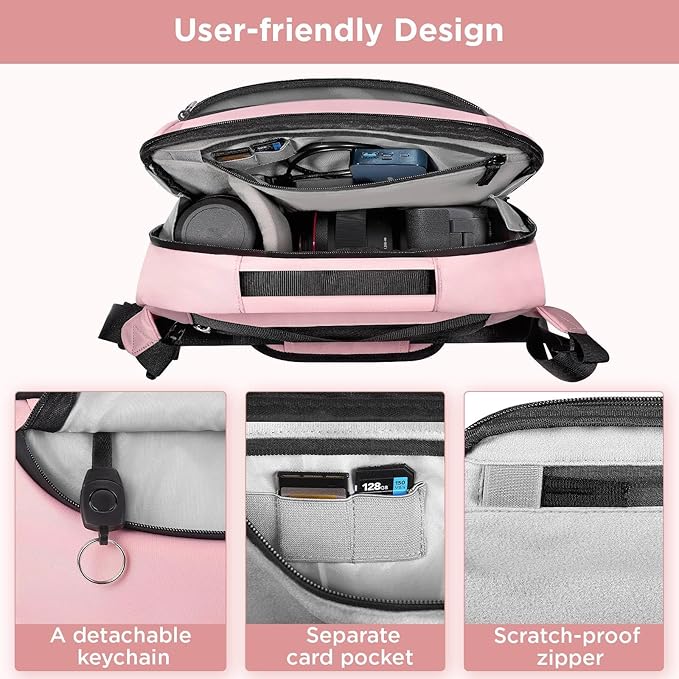 Camera Sling Bag,Waterproof Camera Case with Tripod Holder,Lightweight DSLR/SLR/Mirrorless Camera Bags Crossbody for photographers-Pink
