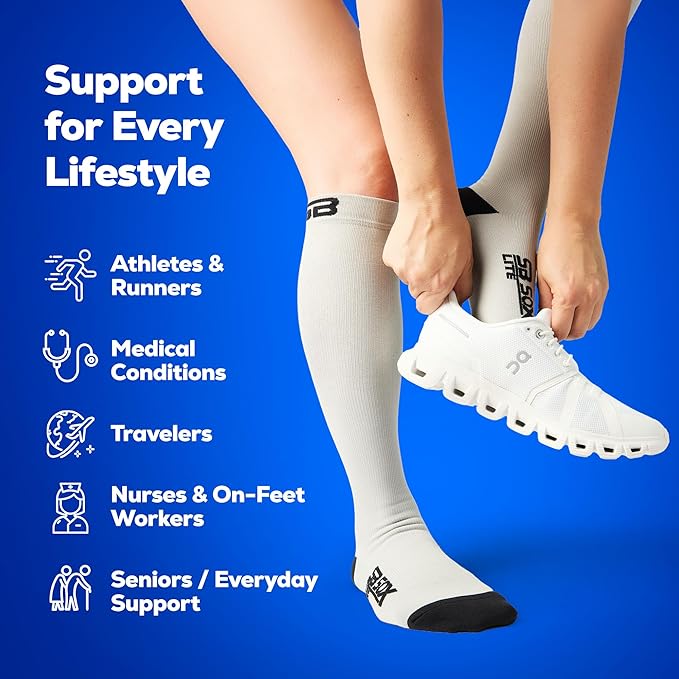 SB SOX Lite Compression Socks for Men & Women (15-20mmHg) – Best Compression Socks for Travel, Sports, and Daily Wear - XXL Sizes too!