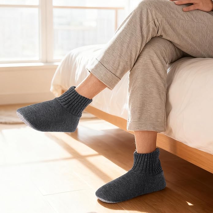 Ultrafun Fuzzy Slipper Socks for Men, Non Slip Warm Plushed Lined Indoor House Socks with Grips Christmas Gifts