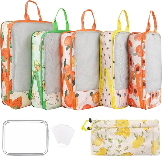 7 Pcs Compression Packing Cubes Travel for Suitcases, Luggage Organizer Washable Storage Bags Set for Backpack Travel- Packaging Cubes for Carry-Ons and Storage