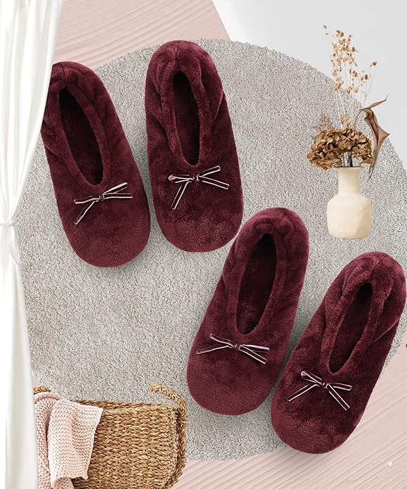 DICUIRD Women's Ballerina Slippers Lightweight House Slippers with Stretchable Heel Design