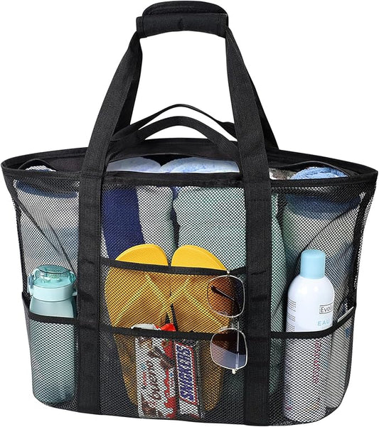 F-color Mesh Beach Bag Family - Large Tote Bag for Cruise Pool Toys Beach Vacation Essentials