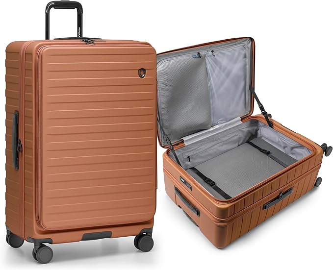 Traveler's Choice Novia Top Opening Expandable Polycarbonate Luggage with Spinner Wheels, Autumn Leaves, 30-Inch Large