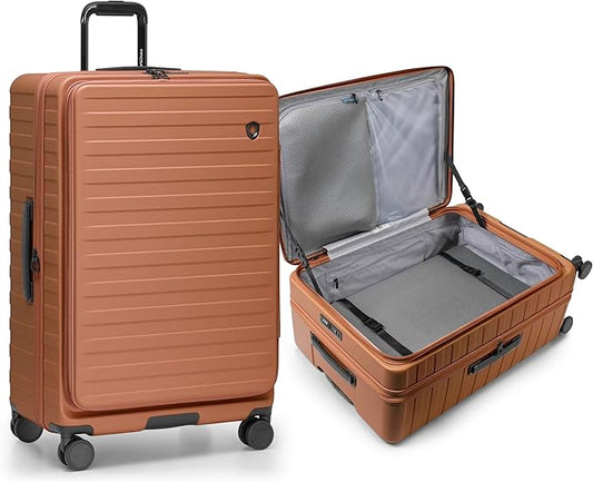 Traveler's Choice Novia Top Opening Expandable Polycarbonate Luggage with Spinner Wheels, Autumn Leaves, 30-Inch Large