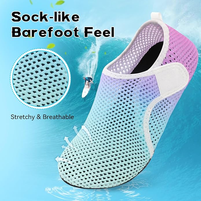 Scurtain Barefoot Water Shoes for Women Men Beach Swim Aqua Socks Summer Quick-Dry Sandals Slippers