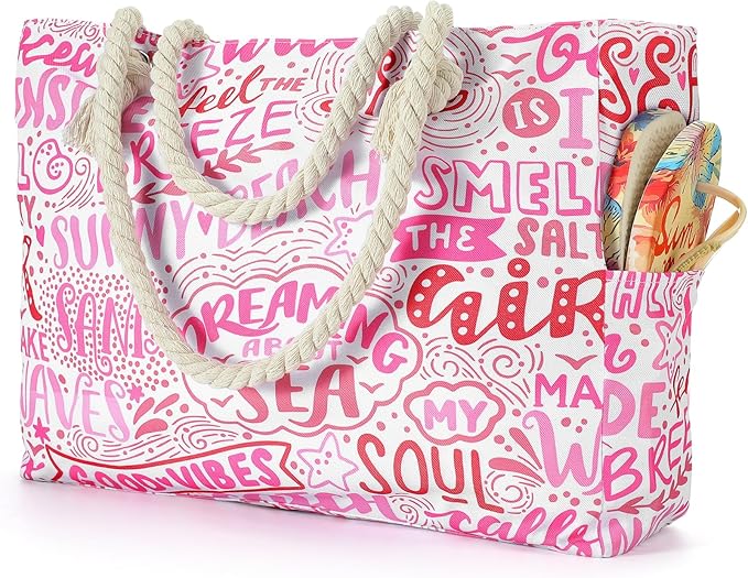 Tavaleu Beach Bags for Women - Large Beach Tote Bag, Women Sandproof Pool Bag for Pool Gym Grocery Travel