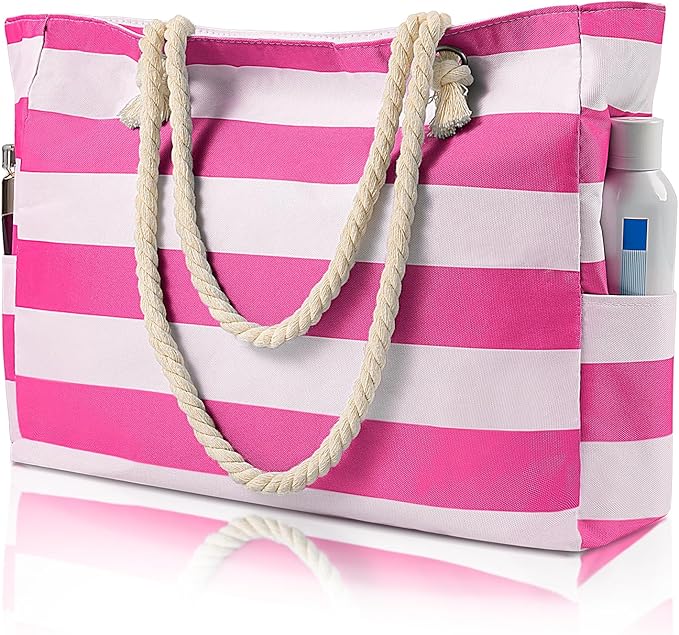 Pleneal Beach Bags For Women - Large Beach Bags with Zipper Waterproof Sandproof Swim Pool Beach Bag