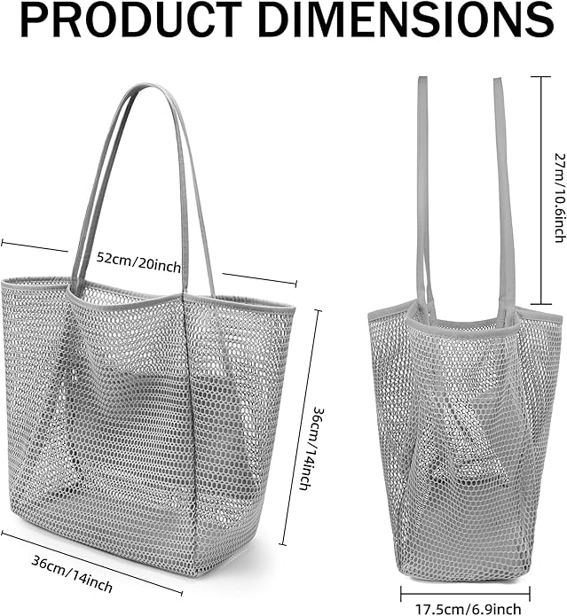 VOROLO Mesh Tote Beach Bag,Women Fairycore Hobo Bag,Shoulder Bag,Soft Summer Casual Crochet Bags