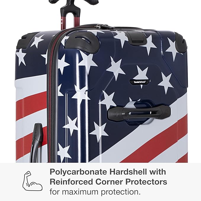 Traveler's Choice Maxporter II Polycarbonate Hardside Trunk with Spinner Wheels, American Flag, 31-Inch Trunk