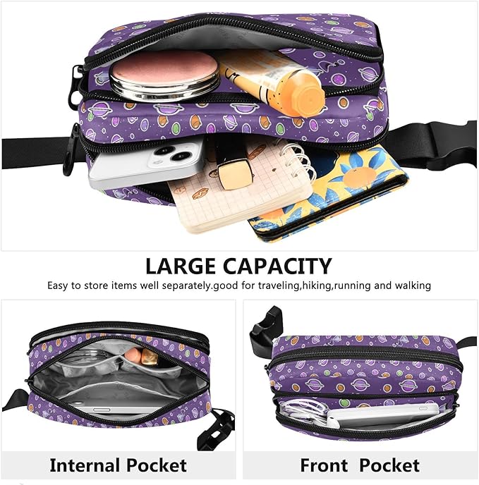 Kawaii Universe Planet Fanny Pack for Women Men Water Resistant Fashion Waist Packs with Adjustable Strap Belt Bag for Travel Workout Jogging Hiking 21219248