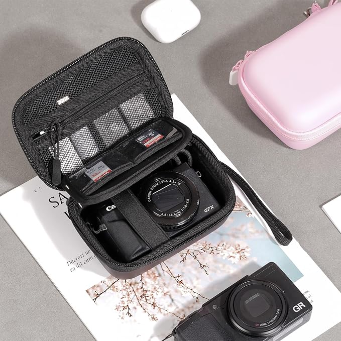 ProCase Hard Shell Digital Camera Case for Canon G7X Mark III Mark II, Sony Cybershot, PowerShot SX740, Ricoh GR III, Kodak Pixpro, Compact 4K Vlogging Small Cameras Travel Carrying Storage Bag -Pink