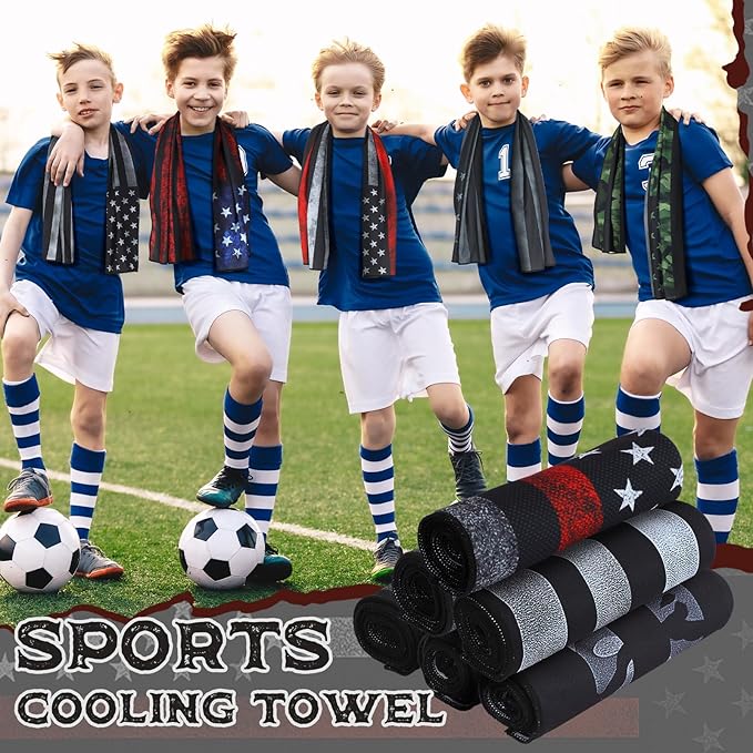 12 Pcs Flag Baseball Cooling Towels Bulk for Neck and Face 40" x 12" Sweat Towels for Hot Weather Ice Breathable Soft Chilly Cooling Towel Microfiber Workout Rags for Gym Yoga Sport Running
