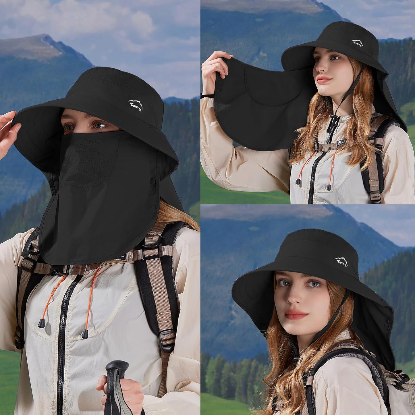 Sun Hat for Men Women with Neck Flap,UPF 50+ UV Protective Hiking Fishing Hats,Wide Brim Sun Hat for Women&Men