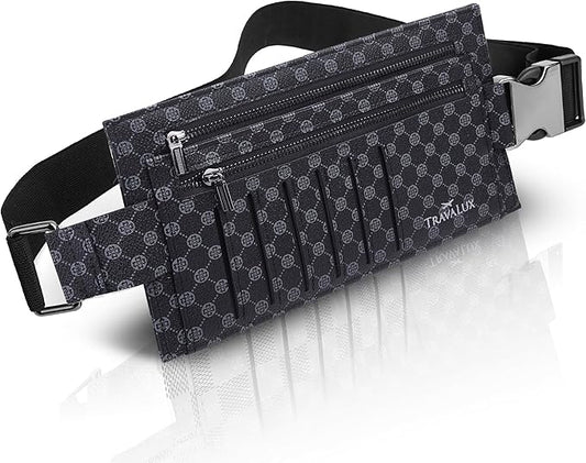 Luxury Travel Wallet – Hidden Money Belt, RFID-Blocking, Anti-Theft Passport Holder for Men & Women (Black Crest)