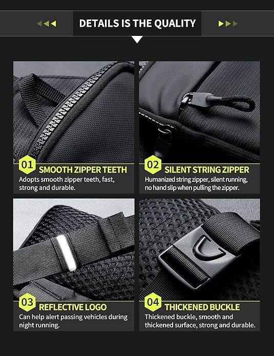 Peicees Mini Anti Theft Crossbody Sling Bag Small Chest Bag Dual Pocket Water Resistant Fanny Pack Running Phone Holder
