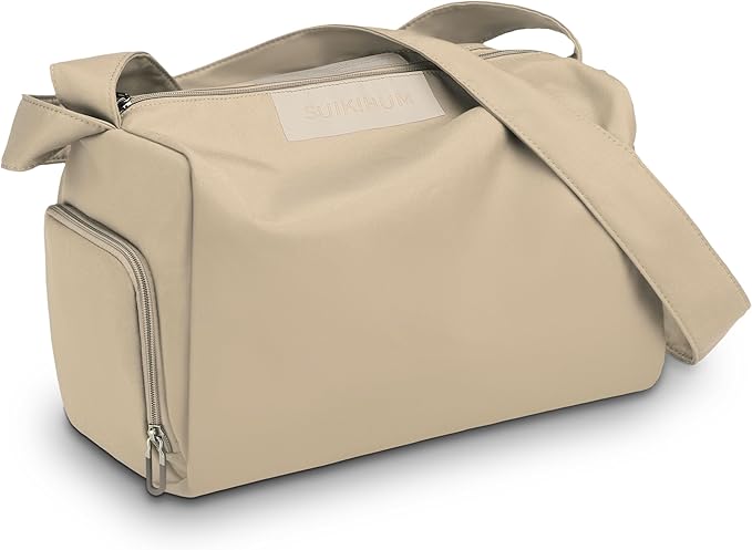 Women's Mini Gym Bag Crossbody, Everyday Sling Duffel with Shoe Compartment & Wet Pocket, Water-Resistant Travel Bag, Khaki