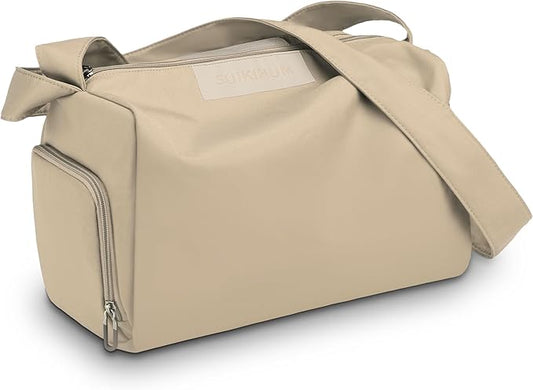 Women's Mini Gym Bag Crossbody, Everyday Sling Duffel with Shoe Compartment & Wet Pocket, Water-Resistant Travel Bag, Khaki