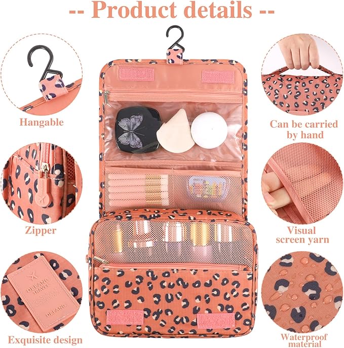 Pengxiaomei Toiletry Bag, Waterproof Hanging Cosmetic Bag Portable Travel Makeup Pouch Multi-function Handle Travel Bathroom Bag Stocking Stuffers for Women and Girls Christmas Gifts